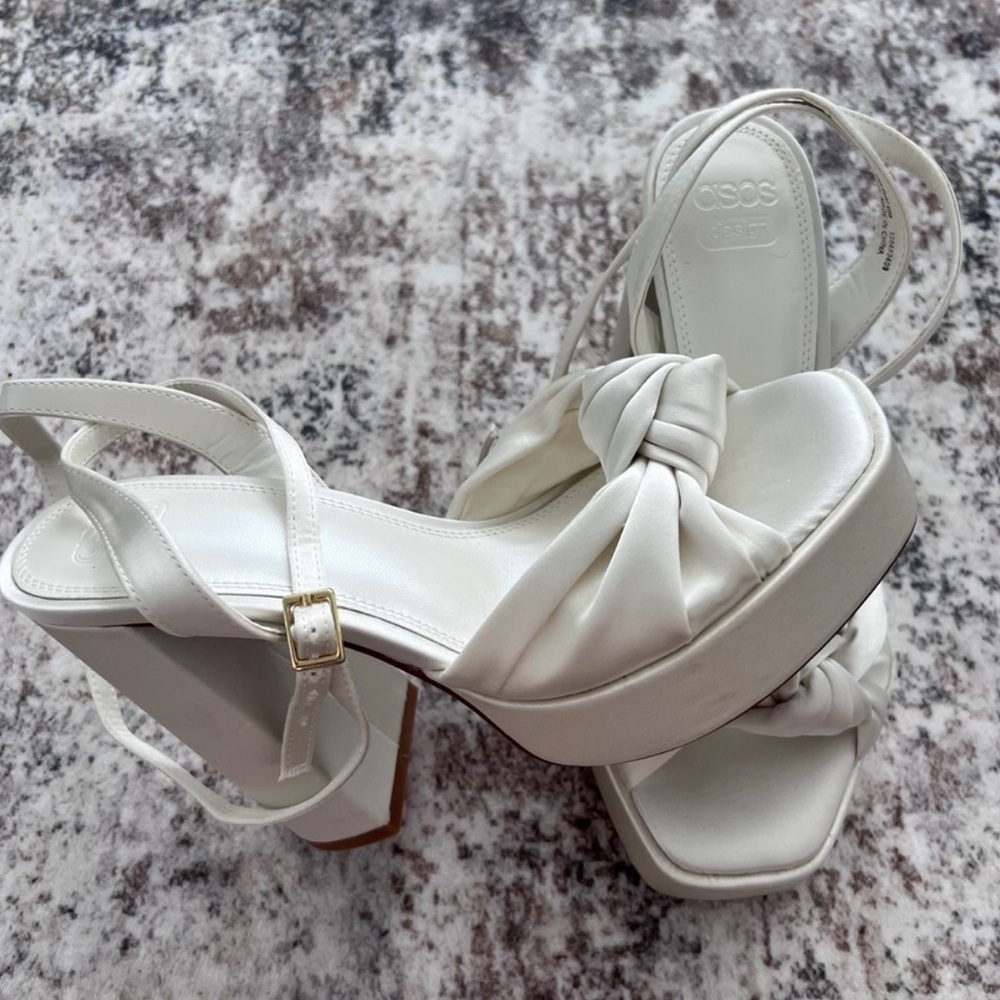ASOS Cream Knot Detail Platform Heels